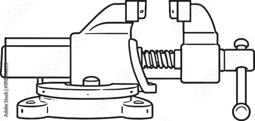 Bench Vise Line Art Illustration eps