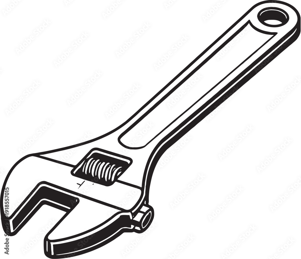 Obraz premium Adjustable Wrench Line Art Icon