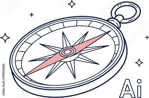 AI Prediction Compass Icon for Strategic Forecasting, Guidance, and Future Insights