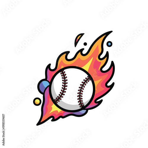 Cartoon baseball on fire