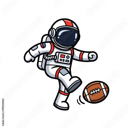 Astronaut kicking football