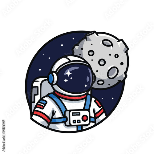 Astronaut near moon