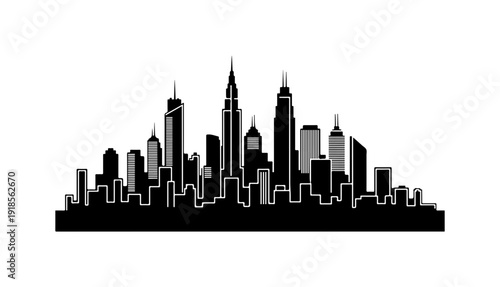 Wallpaper Mural Modern Skyline Vector Illustration - Urban Cityscape Torontodigital.ca
