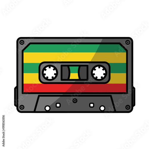 Retro Cassette Tape with Rasta Colors