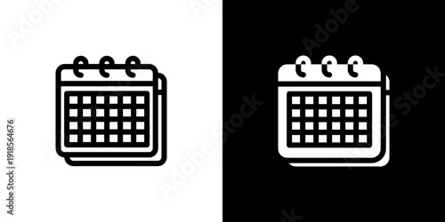 Timetable icon concept with flat Black White Background. Vector illustration.
