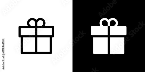 Gift icon concept with flat Black White Background. Vector illustration.