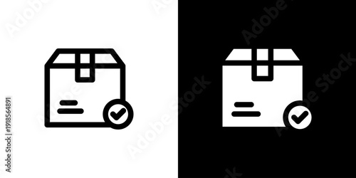 Delivered icon concept with flat Black White Background. Vector illustration.