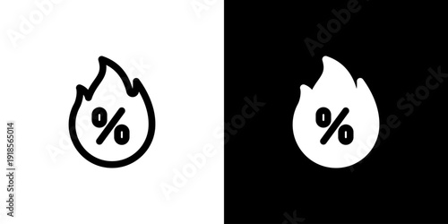 Hot Sale icon concept with flat Black White Background. Vector illustration.