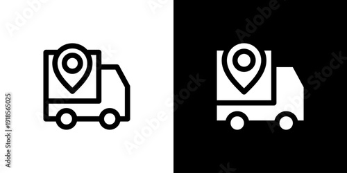 tracking icon concept with flat Black White Background. Vector illustration.