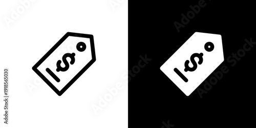 Price Tag icon concept with flat Black White Background. Vector illustration.