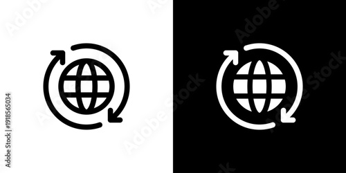 Worldwide Shipping icon concept with flat Black White Background. Vector illustration.