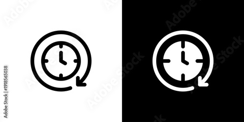 24 Hours icon concept with flat Black White Background. Vector illustration.