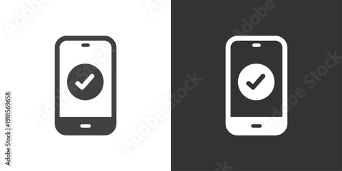 Verified Mobile Phone Icon. Solid glyph series icon