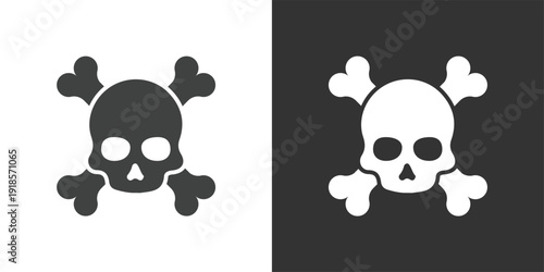 Dangerous Threat or Skull icon. Solid glyph series icon