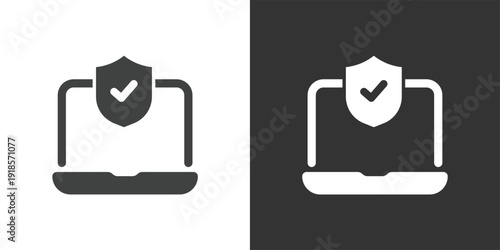 Secure Laptop Icon. Solid glyph series icon