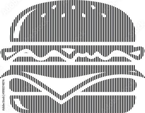 Abstract black and white hamburger icon with vertical line pattern design