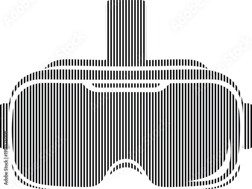 Abstract striped virtual reality headset icon graphic design element