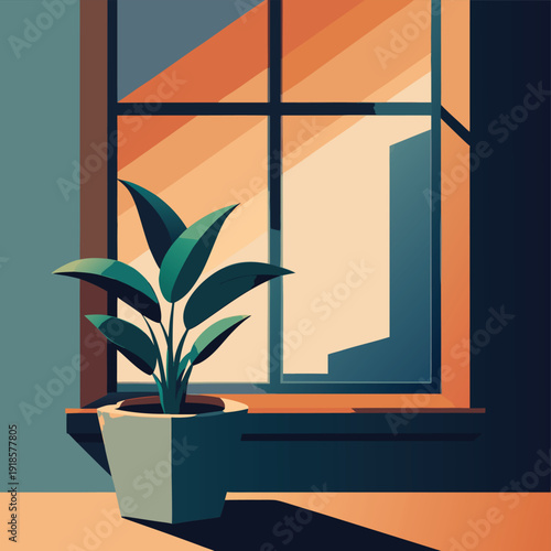 Vibrant green potted plant flourishing on a clean windowsill with natural sunlight.