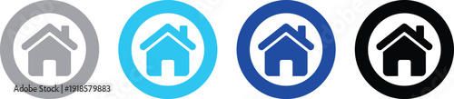 Modern house icon in circle for real estate or home services