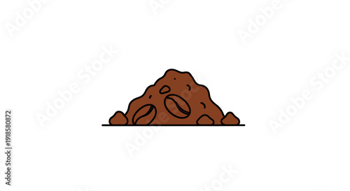 Pile of coffee beans on a white background.