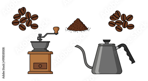 Coffee beans being ground into powder for brewing.