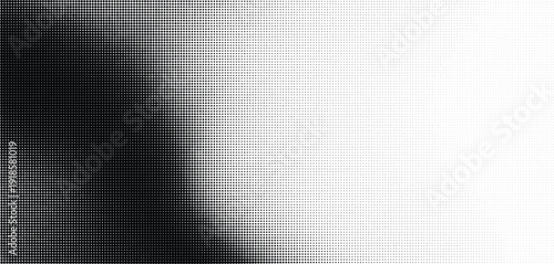 Intense dark halftone dot gradient background with heavy black ink splatter effect style