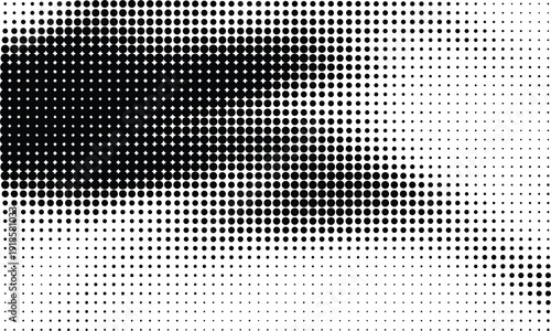 Distorted halftone dot gradient background featuring irregular clusters of large particles