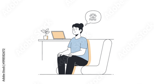 Man sitting on chair with laptop.