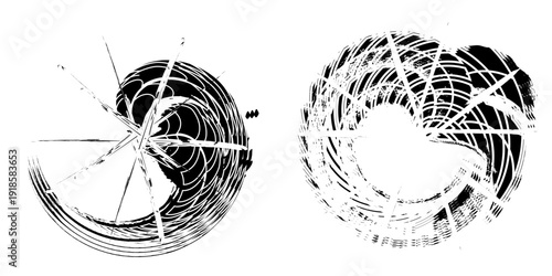 Black tire marks on road, Black rubber tire marks and tread marks, Tire trace track wheels texture and background, Auto tire tread grunge. vector