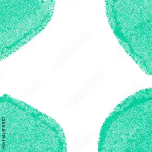 Tableau sur toile Hand drawn green crayon corner shapes forming abstract frame with white center
