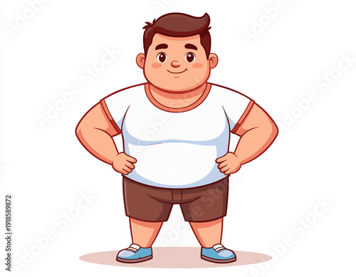 vector illustration of a cute chubby mascot standing with hands on hips
