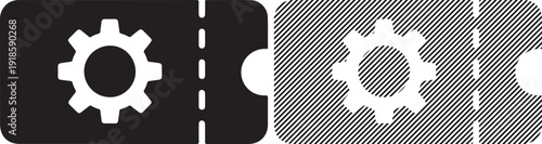 Gear Icon on Ticket Stub Isolated on White