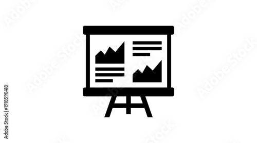 Black silhouette presentation board d flat vector isolated white background