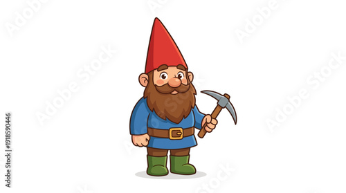Traditional fairytale fantasy dwarf cartoon gnome character d flat vector isolated white background