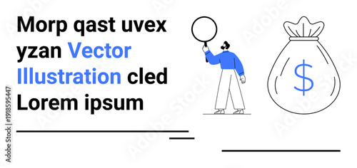 Person holds balloon near large money bag symbolizing savings, investment, and aspirations. Ideal for budgeting, financial planning, personal growth, startups, business success, income simple