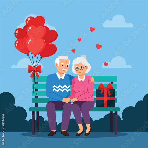 Senior Love Celebration Vector Illustration