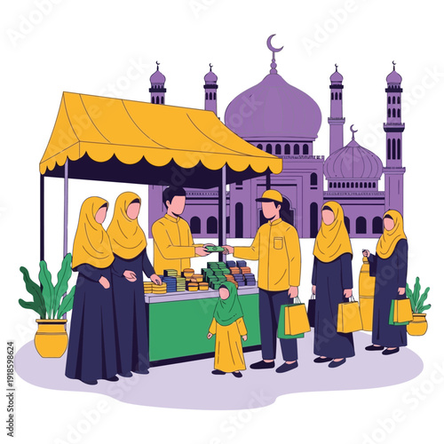 Muslim Festival Shopping Near Mosque