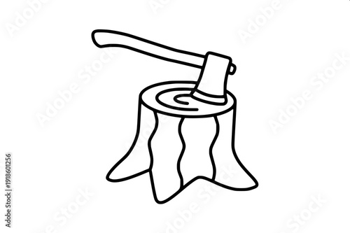 High contrast monochrome forestry worker collection, tree climbing, sawing logs, chopping wood, flat vector design