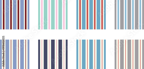 縦縞ストライプ柄模様シームレスパターンスウォッチセット