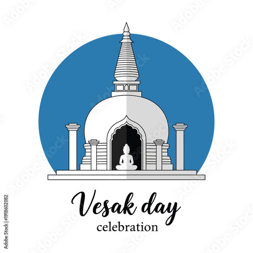 Vesak Day Celebration Buddha Stupa Graphic
