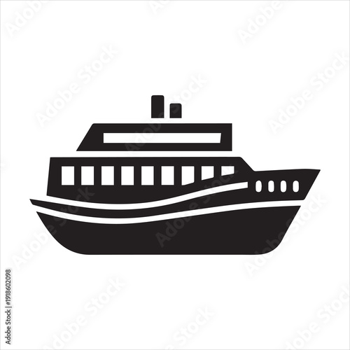 cruise ship silhouette vector icon