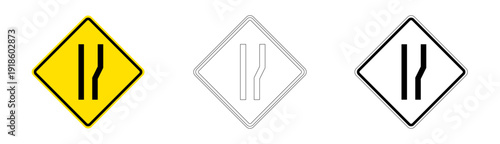 Road widens on right traffic sign in vector format