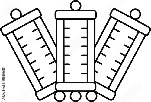 three matzot stacked in cloth line art vector illustration on transparent background