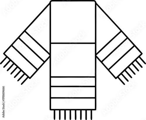 passover prayer shawl tallit line art vector illustration on transparent background