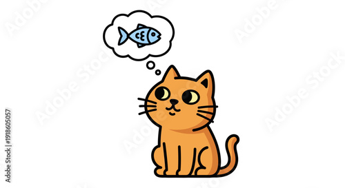 Orange Cat Dreaming of a Blue Fish