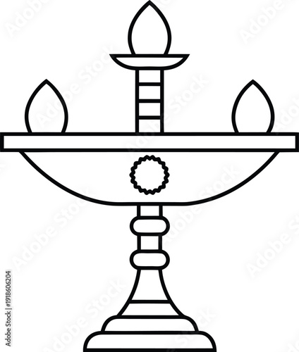 indian jewish bene israel passover oil lamp line art vector illustration on transparent background