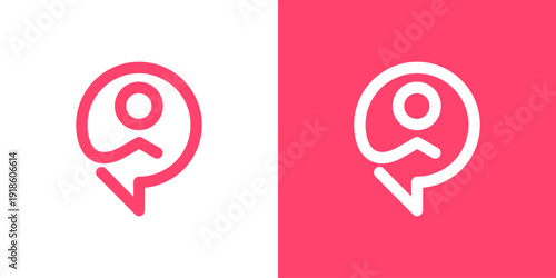 Dual meaning logo combining people and chat elements, symbolizing communication, connection, collaboration, and open dialogue within a modern community or digital platform.