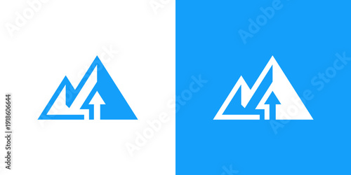Dual meaning logo combining mountain and arrow elements, symbolizing ambition, direction, strength, growth, and the pursuit of higher goals with forward momentum.