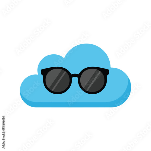 Single floating cloud wearing sunglasses