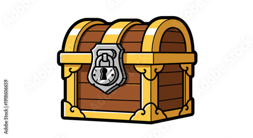 Vintage Locked Treasure Chest with Golden Accents